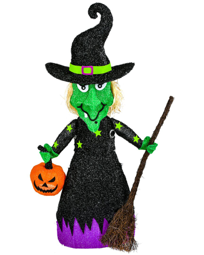National Tree Company 39 Pre-lit Green Witch With Broom In Black