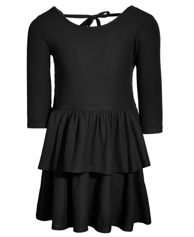Epic Threads Kids' Toddler & Little Girls Ribbed-knit Tiered Ruffle Dress, Created For Macy's In Deep Black