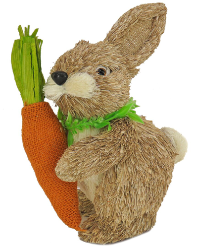 National Tree Company 12in Easter Bunny With Carrot In Brown