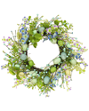 National Tree Company 20in Flowering Blue And Green Easter Wreath In Blue