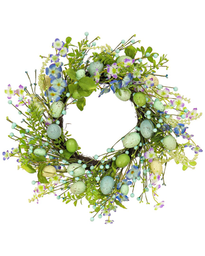 National Tree Company 20in Flowering Blue And Green Easter Wreath