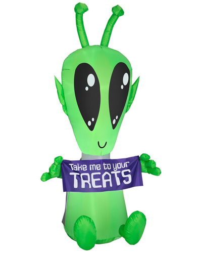 National Tree Company 84 Inflatable Halloween Alien With Sign In Multi