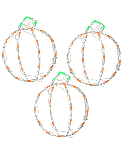 National Tree Company 14 Halloween Lighted Mini Pumpkin Trio Decoration In White