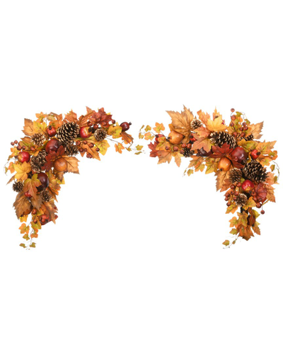 National Tree Company 30 Harvest Maple Leaves Corner Swags In Brown