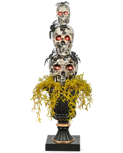 National Tree Company 32 Pre-lit Halloween Skull Tower In Black