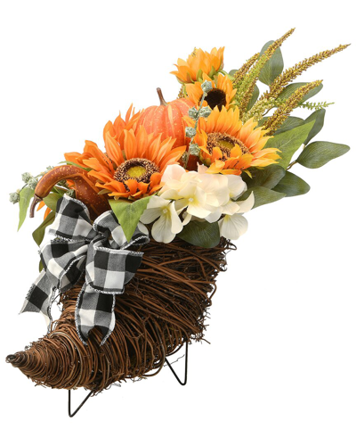 National Tree Company 20 Harvest Sunflower Cornucopia In Orange