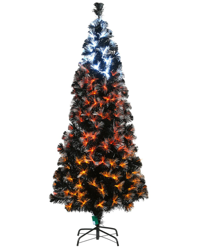 National Tree Company 6 Ft. Black Fiber Optic Tree With Candy Corn Color