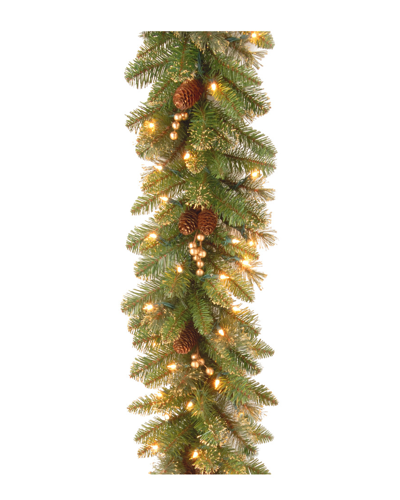 National Tree Company 9ft Glittery Gold Pine Garland With Clear Lights