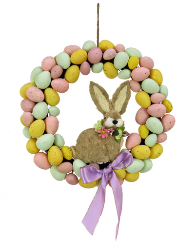 National Tree Company 16in Egg Wreath With Bunny Center In Yellow