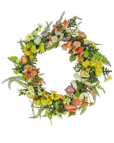 National Tree Company 22in Ferns And Flowers Easter Wreath In Green