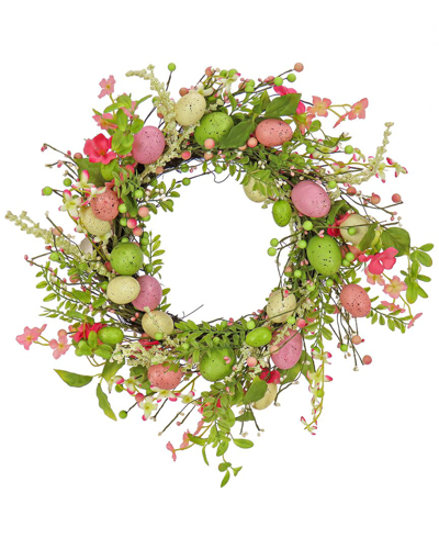 National Tree Company 20in Flowering Pink And Green Easter Wreath