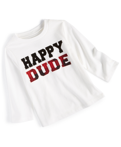 First Impressions Baby Boys Happy Dude Shirt, Created For Macy's In Angel White