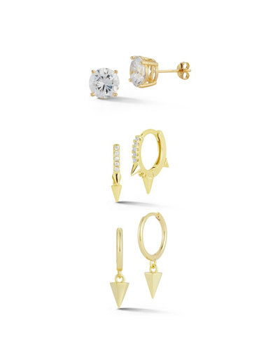 Glaze Jewelry 14k Over Silver Cz Combo Set Of Huggie Earrings