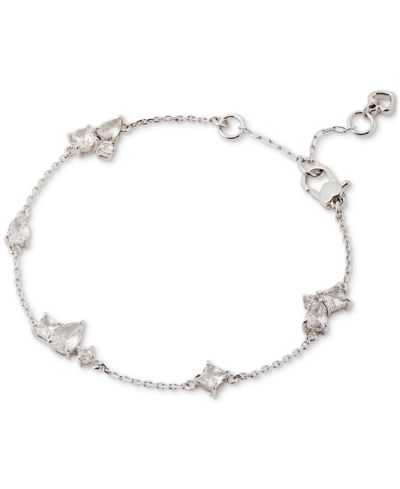 Kate Spade Silver-tone Crystal Scatter Link Bracelet In Clear,silv