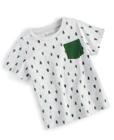First Impressions Baby Boys Trees T Shirt, Created For Macy's In Slate Hthr