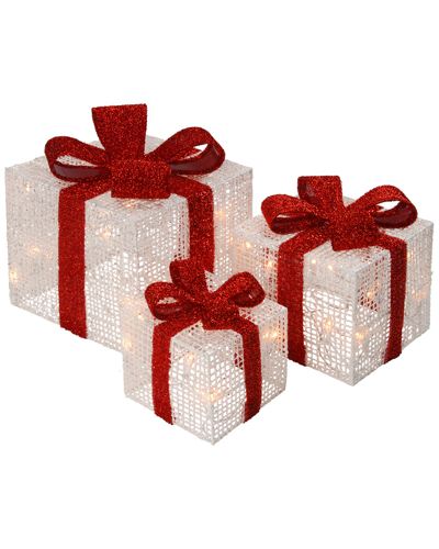 National Tree Company Set Of 3 Thread Gift Boxes
