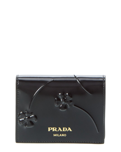 Prada Logo Leather Wallet In Black