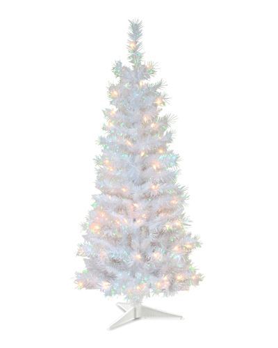 National Tree Company National Tree 4ft White Iridescent Tinsel Tree W/ Plastic Stand & 70 Clear Lights