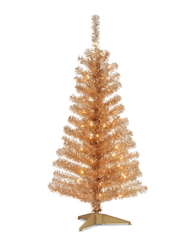 National Tree Company National Tree 4ft Champagne Tinsel Tree W/ Plastic Stand & 70 Clear Lights
