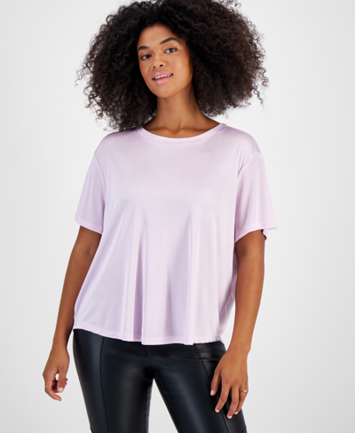 Bar Iii Women's Relaxed Shine Keyhole-back T-shirt, Created For Macy's In Dreamy Pink