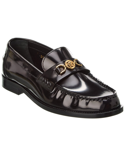 Versace Medusa Leather Loafer In Nero-oro