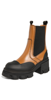 Ganni Patent Leather Chelsea Boots In Tiger's Eye