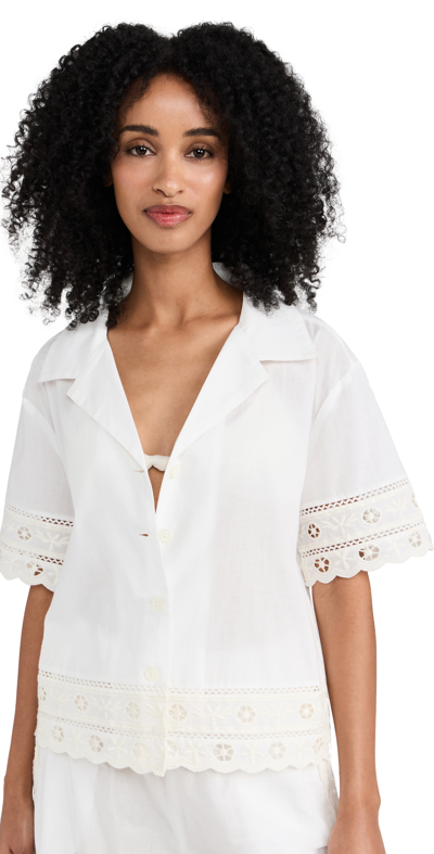 Sea Arabella Embroidered Swim Coverup Top In Weiss