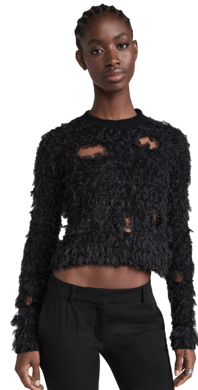 Acne Studios Hairy Web Crew Neck Sweater In Black