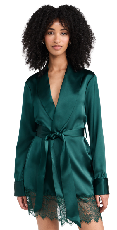 Night Night By Jonathan Simkhai Juliet Lace Dressing Gown In Pine