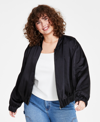 AND NOW THIS TRENDY PLUS SIZE ZIP-FRONT BOMBER JACKET, CREATED FOR MACY'S
