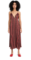 WALES BONNER JOSEPHINE DRESS BROWN AND RED
