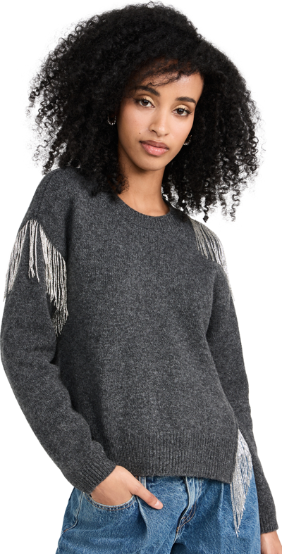 Cinq À Sept Fringe Lilliana Sweater In Medium Heather Grey/silver