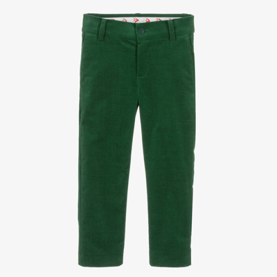 Kenzo Kids' Logo刺绣丝绒长裤 In Green