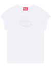 Diesel White T-shirt With Oval D Cut Out Detail In Stretch Cotton Woman In White