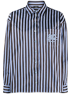 Etro Pegaso-embroidered Striped Shirt In Blue