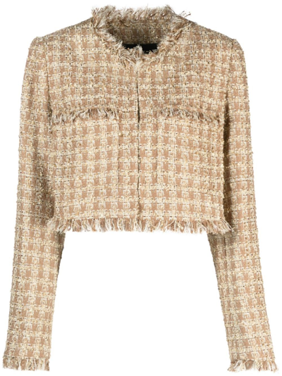 Twinset Bouclé Cropped Jacket In Beige