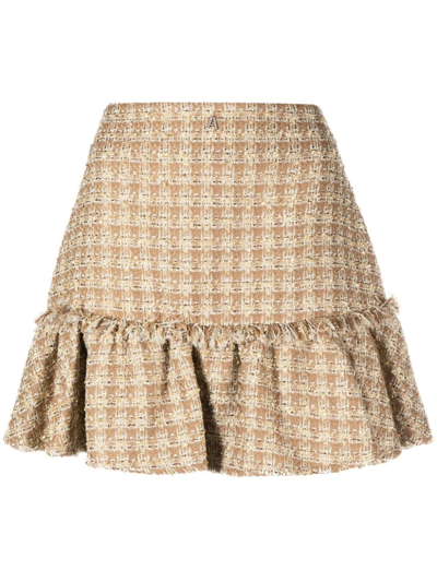 Twinset Asymmetric Skirt With Flounces In Beige