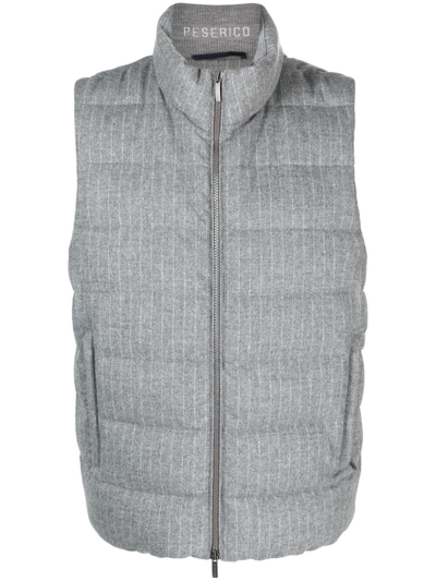 Peserico Pinstripe-pattern Padded Gilet In Gray