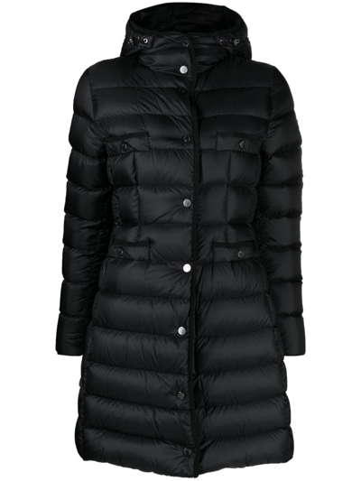 Moncler Logo-patch Padded Coat In Black  