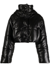 Nanushka Black Aveline Vegan Leather Puffer Jacket In Black  