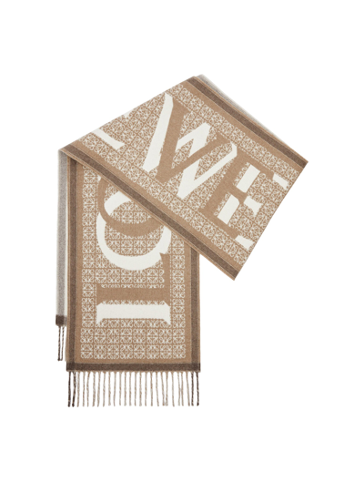 Loewe Love Scarf In Wool And Cashmere In White