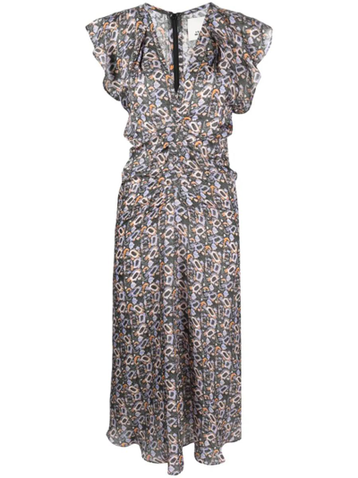 Isabel Marant Lyndsay Graphic-print Midi Dress In Black