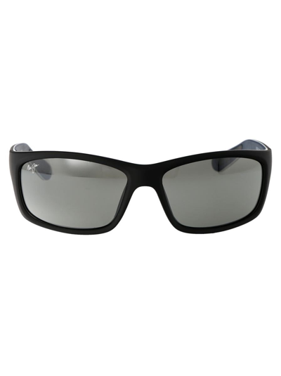 Maui Jim Sunglasses In Matte Black/white/blue