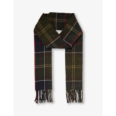 Barbour Mens Classic Galingale Tartan-pattern Knitted Scarf