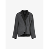 GIVENCHY GIVENCHY WOMENS DARK GREY GREY GATHERED-PANEL RELAXED-FIT WOOL-BLEND BLAZER