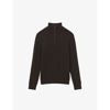 Reiss Bantham - Chocolate Cable Knit Half-zip Funnel Neck Jumper, Xs