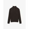 Reiss Chocolate Bantham Cable Knit Half-zip Funnel Neck Jumper