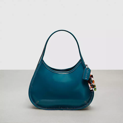 Coach Ergo Bag In Crinkled Patent Topia Leather In Deep Turquoise