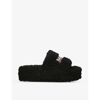 Balenciaga Furry Platform Sliders In Animal Print