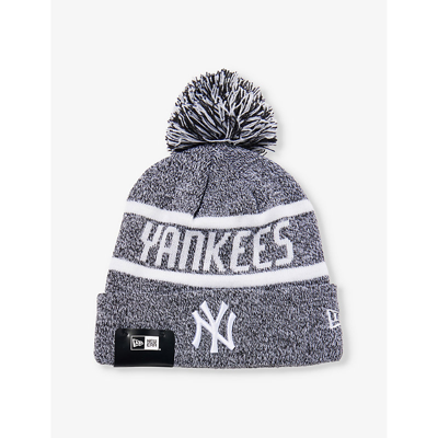 New Era Mens Black New York Yankees Mlb Brand-embroidered Knitted Beanie Hat